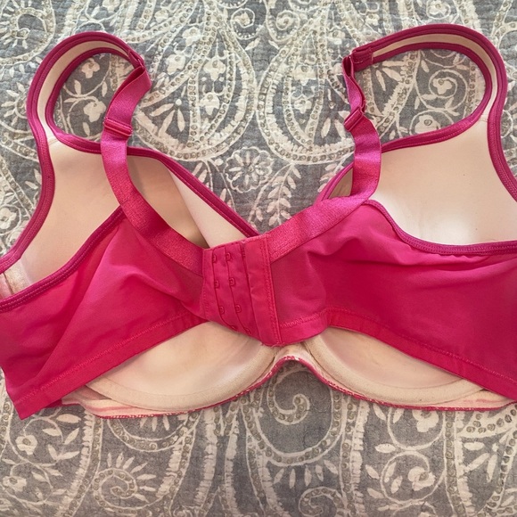 Cacique 44D Lightly Lined Balconette Bra lacy Pink plus size - Picture 2 of 5